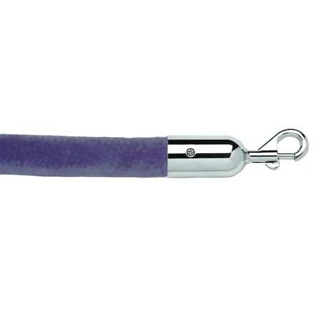Queue Solutions 6' Velour Stanchion Rope, 1.5" diameter, Blue, Satin Chrome Snap Ends 245BL6-SESLSC